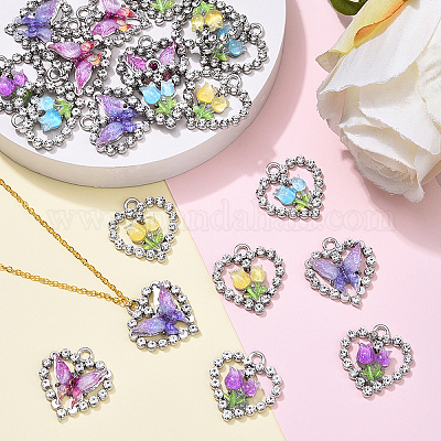 20 шт. 5 стиля стеклянных подвесок из платинового сплава FIND-YW0007-61-1