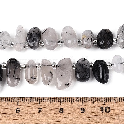 Нити натуральных кварцевых бусин черного турмалинового цвета&nbsp;G-Z091-A31-1