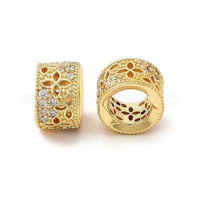 Rack-Plattierung Messing Micro Pave Kubisch Zirkonia European Beads&nbsp;KK-C010-12-1