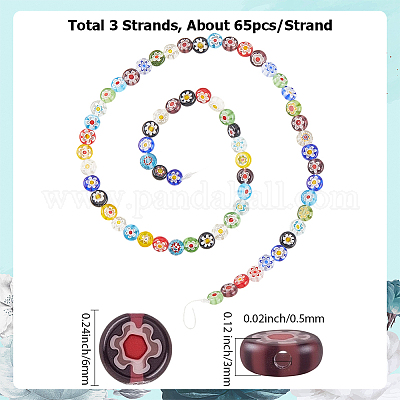 3 нити плоских круглых стеклянных бусин миллефиори ручной работы LAMP-LT0001-15A-1