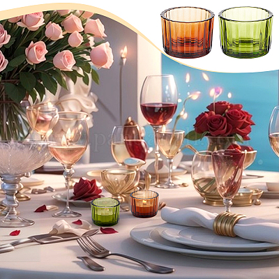 12 шт. 2-х цветные прозрачные стеклянные подсвечники DJEW-GA0001-58-1