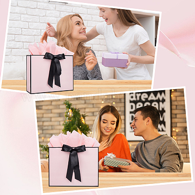 2 шт. прямоугольные бумажные подарочные пакеты с ручками для хранения и лентами ABAG-SP0001-05F-1