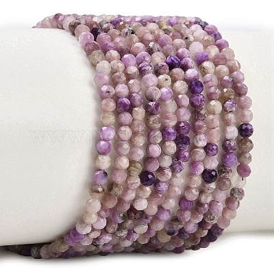 Естественно чароитовыми бисер пряди&nbsp;G-B175-D15-2mm-1