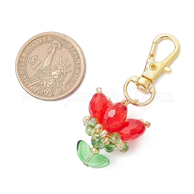 Подвески из цветочного стекла украшения HJEW-MZ00248-01-1
