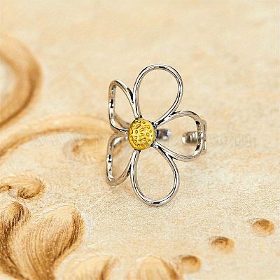 Открытое кольцо-манжета из полого цветка из сплава FS-WGDF3EE-01-1