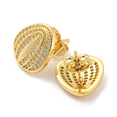 Латунные микро проложить серьги стержня кубического циркония EJEW-C066-13G-1