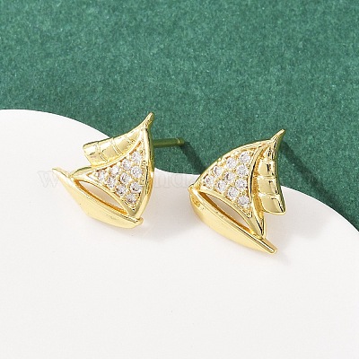 Комплект из латунного кулона и серег-гвоздиков с микропаве из кубических цирконий для женщин SJEW-F227-01B-G-1