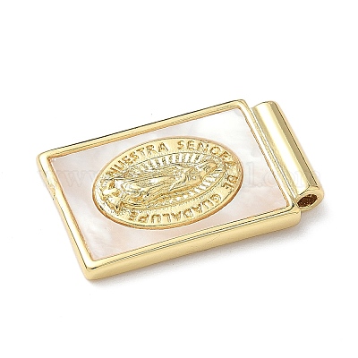 Латунные подвески в форме натуральной белой ракушки с прямоугольным сечением KK-Q068-32A-G-1