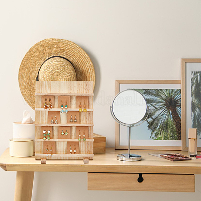 Одноуровневые прямоугольные деревянные подставки для сережек EDIS-WH0032-19-1