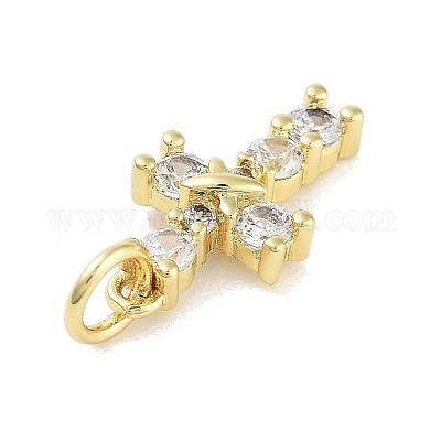 Подвески из латуни с покрытием из прозрачного кубического циркония KK-M293-13G-1