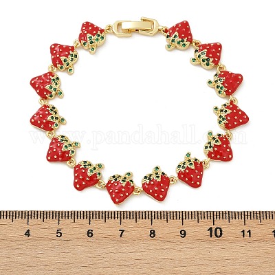 Браслеты из латуни с эмалированными звеньями и микропаве из кубического циркония BJEW-Z126-02G-1