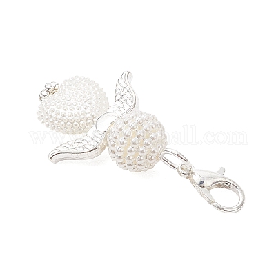 Подвеска в форме сердца ангела из акрила и АБС-пластика с имитацией жемчуга HJEW-JM03564-03-1