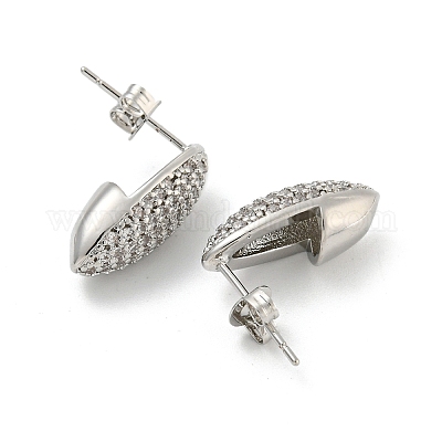 Серьги-гвоздики овальной формы с прозрачными циркониями EJEW-N054-45P-1