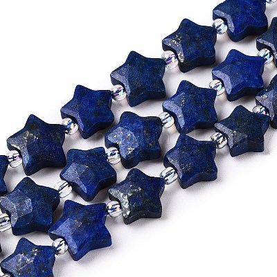 Окрашенные нити бусин из натурального лазурита G-T138-190-1