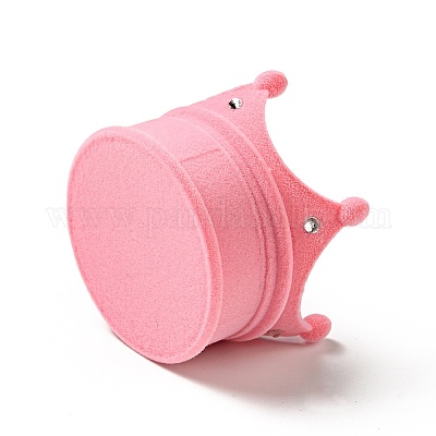 Флокированные пластиковые коробочки для колец с короной&nbsp;LS-CON-B008-01D-1