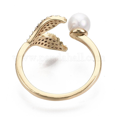 Латунные кольца из манжеты с прозрачным цирконием RJEW-N030-008-NF-1