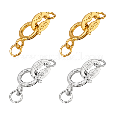 4 шт. 2 цвета s925 застежки-кольца из стерлингового серебра STER-PH0003-71-1