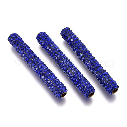 Polymer Clay Rhinestone Tube Beads RB-L080-15-1