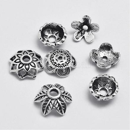 Mixed Thai Sterling Silver Flower Bead Caps STER-P016-22-1