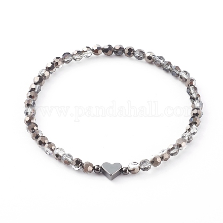 Bracelets de perles de verre rondes à facettes électrolytiques BJEW-JB06125-02-1
