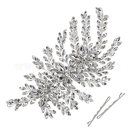 1 набор шпилек для волос из цинкового сплава со стразами&nbsp;AJEW-FG0005-22-1