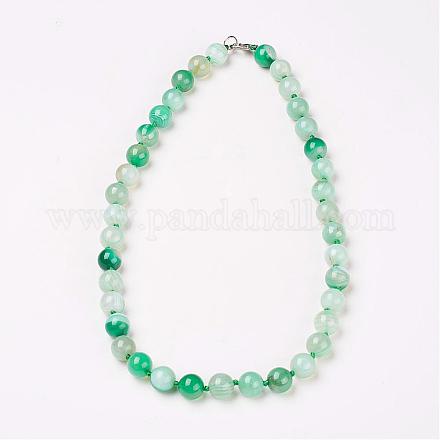 Natural Dyed Agate Beads Necklaces NJEW-F139-6mm-13-1