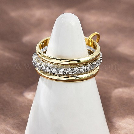 Латунные микро проложить пальцев кольца кубического циркония RJEW-D325-01PG-09-1