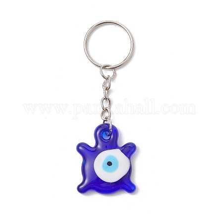 Porte-clés pendentifs mauvais œil en verre bleu KEYC-JKC00730-01-1