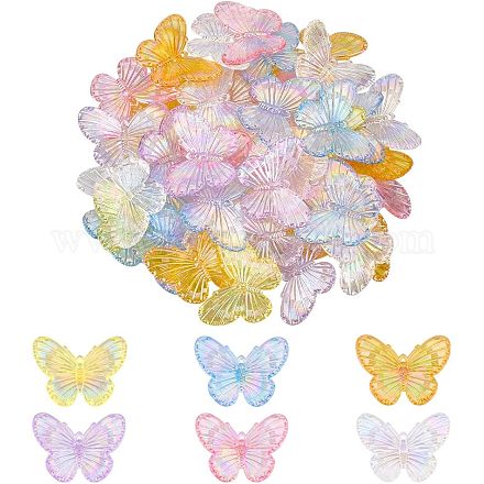 60 шт. 6-х цветные гальванические акриловые подвески PACR-NB0001-06-1