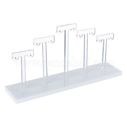 5 T-Bar Transparent Acrylic Earring Display Stand EDIS-WH0016-023-1