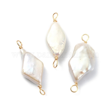 Ciondoli per connettori avvolti in filo di rame perlato keshi perla barocca naturale PALLOY-JF02085-01-1