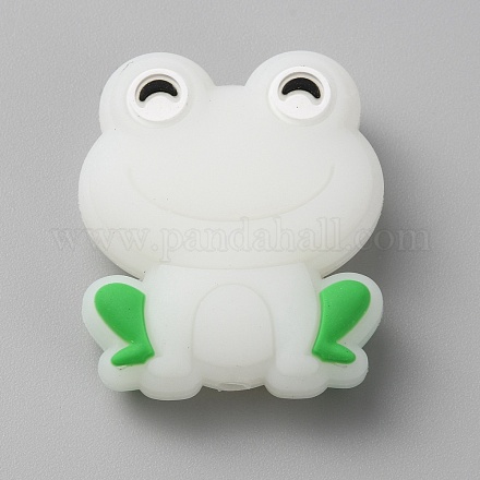 Светящиеся пищевые экологически чистые силиконовые бусины в виде лягушки SIL-WH0003-12F-1