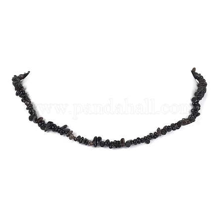 Collar de cuentas de chip de obsidiana natural NJEW-JN04616-12-1