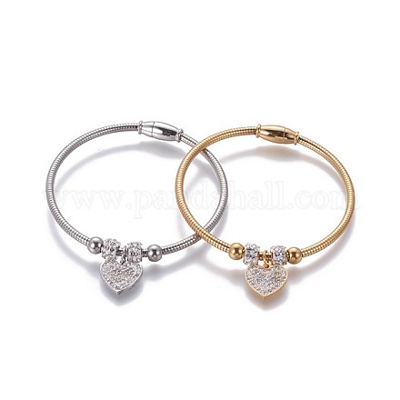 304 Stainless Steel Charms Bangles BJEW-P258-06-1