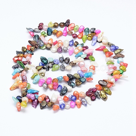 Dyed Shell Beaded Necklaces NJEW-F208-01-1