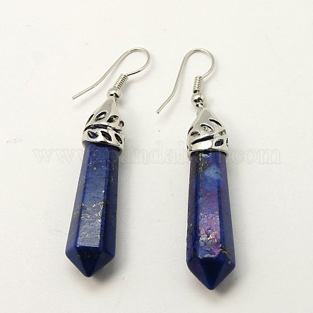 Boucles d'oreilles naturelles lapis lazuli EJEW-J007-01P-1