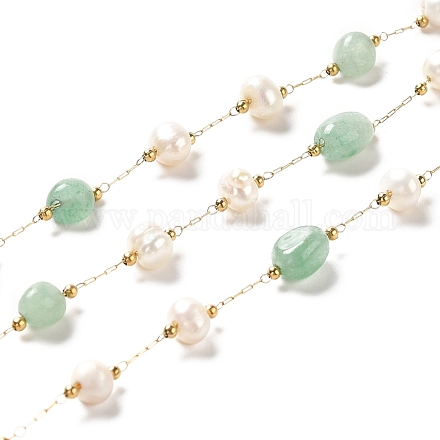 Cadenas de perlas naturales y aventurina verde CHS-B002-01G-09-1