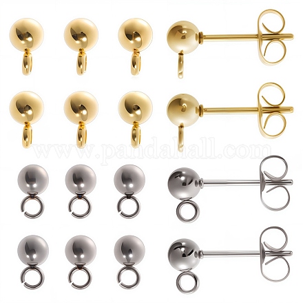 40 шт. 2 шт. фурнитура для сережек-гвоздиков из нержавеющей стали 304 с шариками STAS-SC0005-25-1