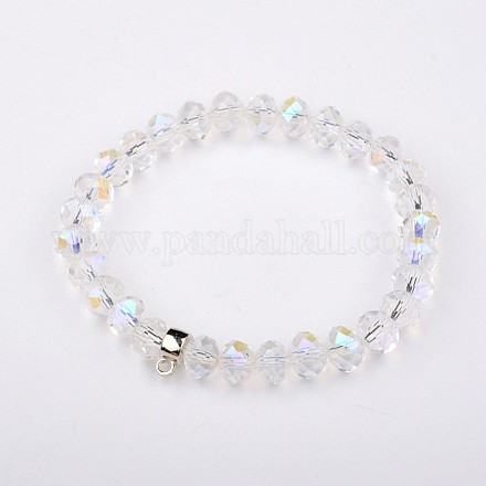 Glass Rondelle Bead Stretch Bracelets BJEW-JB01551-04-1