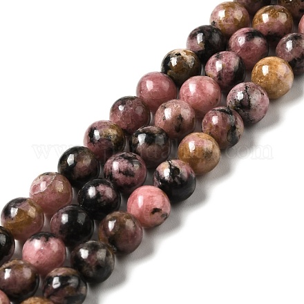 Filo di perle tonde di rodonite naturale G-E583-01A-1
