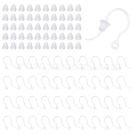 Chgcraft 300 pièces crochets de boucle d'oreille en plastique crochets de boucle d'oreille transparents avec fermoirs de boucles d'oreilles boucle d'oreille de sécurité hameçons de boucles d'oreilles balle dos pour la fabrication de boucles d'oreilles bricolage RESI-CA0001-49-1