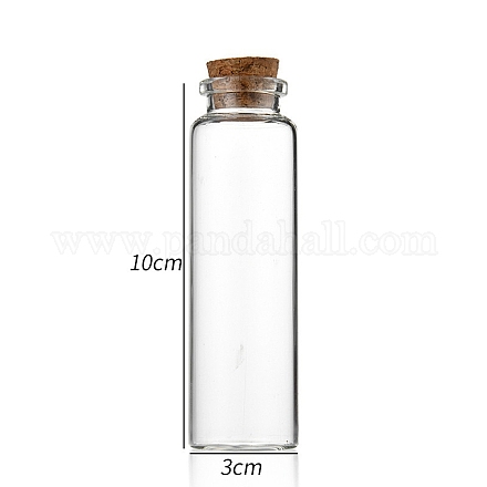 ガラス瓶  コルクプラグ付き  ウィッシングボトル  コラム  透明  3x10cm  容量：50ml（1.69fl.oz） CON-WH0085-71F-1