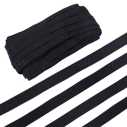 ベネクリエイトポリエステル製の伸縮性のあるショルダーストラップ  ブラジャーの縫製用  フラット  ブラック  10mm  約21.87ヤード（20m）/バッグ OCOR-BC0005-87B-1