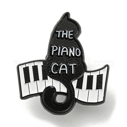 Pines de esmalte de gato negro de dibujos animados con tema musical JEWB-K016-11D-EB-1