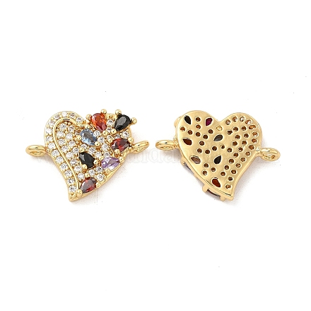 Brass Micro Pave Cubic Zirconia Connector Charms KK-H441-58G-1