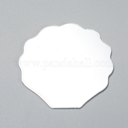 貝殻型ミラー  コンパクト鏡カバー金型の折りたたみ用  透明  55x56x1mm X-DIY-WH0170-50-1
