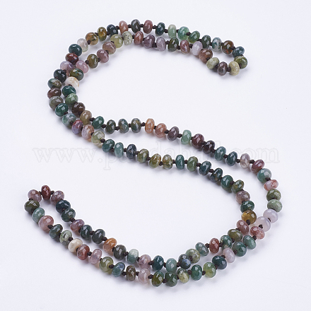 Natural Indian Agate Beaded Multi-use Necklaces/Wrap Bracelets NJEW-K095-A10-1