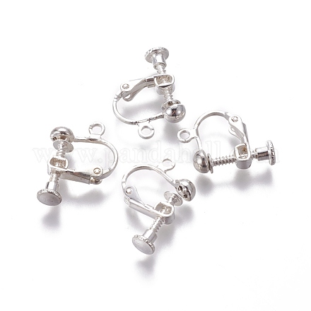 Accessoires de boucle d'oreille clips à vis en laiton plaqué avec pince spirale KK-P169-04S-1