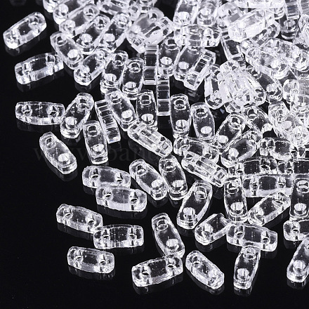 2ホールガラスシードビーズ  透明色  長方形  透明  4.5~5x2x1~1.5mm  穴：0.5~0.8mm SEED-T003-01A-02-1
