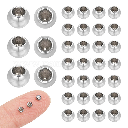 UNICRAFTALE 100pcs 202 Stainless Steel Cord End Caps 2mm Hole Tiny End Caps Half Drilled Beads Round Cord End Small Metal Rondelle End Caps for DIY Bracelets Necklaces Jewelry Making STAS-UN0052-44-1